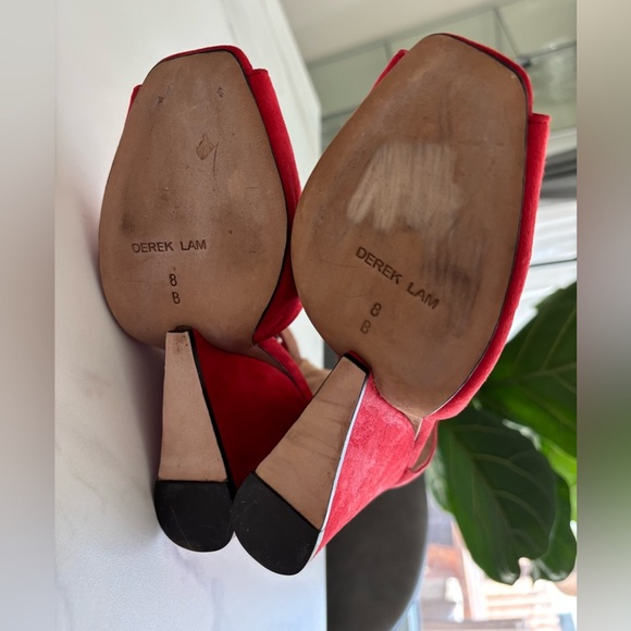 Derek Lam Red Suede Wedge Heels Sz 8 - Picture 6 of 13